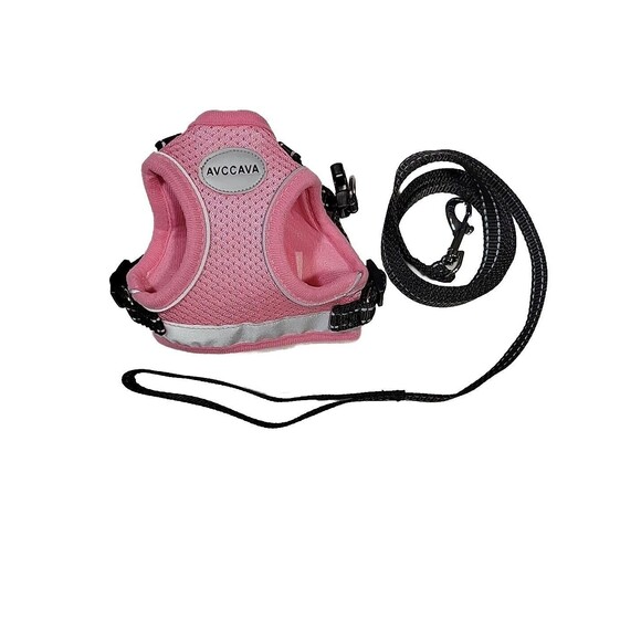 New Sz XS Dog Harness Pink Step-in Lock Adjustable Air Mesh Harness & Leash - Picture 1 of 8